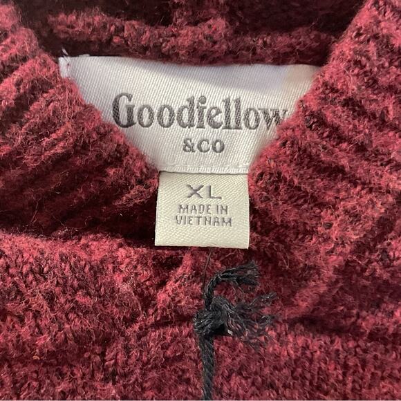 Goodfellow Knit Hooded Sweater Men's Size XL Burgundy/White Pullover Soft Preppy - Picture 6 of 10